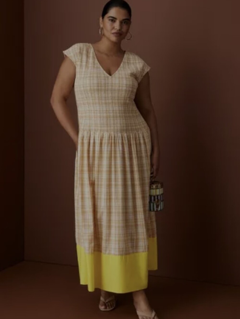 Rosie Assoulin x Target Short Sleeve Smocked Gingham Drop Waist Maxi Dress
